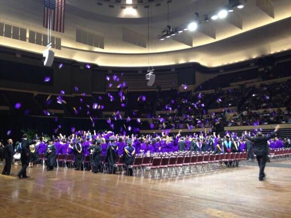 As seniors of 2014 celebrate their commencement they throw their caps in the air 