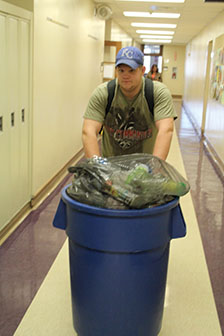 Students help gather the recyclables on Wednesdays during Advisories. 